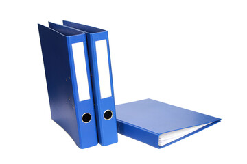 Closeup shot of office file folders on a white background