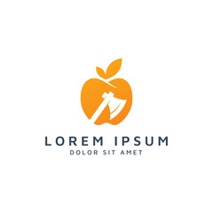 apple and ax negative space logo design