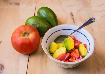 Avocado and Tomato salad in a bowl