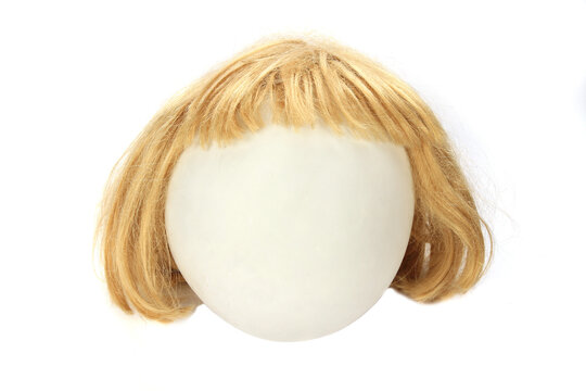 Blonde wig on a white background