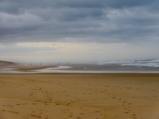 view of winter beach of the Atlantic ocean in Biscarrosse Plage, France