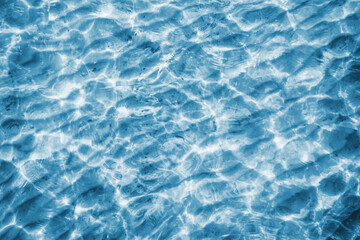 Sea wave background. Calm waves on shallow water. Ripples on lake water. Blue lake surface texture. Outdoor summe ocean perspective backdrop.