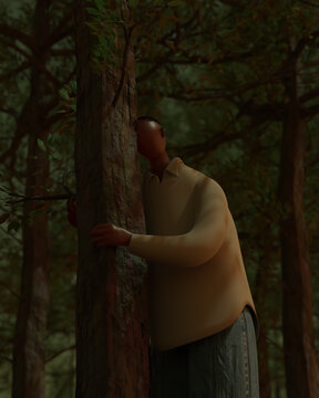 森の男性