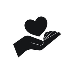 Heart in hand icon design isolated on white background