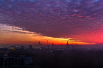 Stunning vivid London Capital city sunrise aerial view, UK