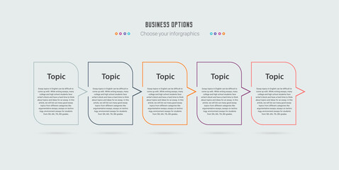 Groups of Infographic Topic template design, Vector Infographic thin line design with 5 options or steps. Infographics for business 
 and finance. Can be used for presentations banner, workflow.