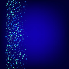 Turquoise Cell Falling Blue Vector Background. 