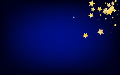 Golden Abstract Stars Vector Blue Background. 