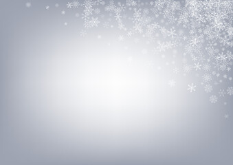 Silver Snowfall Vector Gray Background. magic 