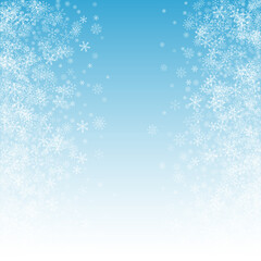 Gray Snowflake Vector Blue Background. Holiday 