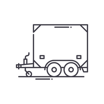 Trailer truck icon, linear isolated illustration, thin line vector, web design sign, outline concept symbol with editable stroke on white background.