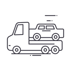 Trailer car icon, linear isolated illustration, thin line vector, web design sign, outline concept symbol with editable stroke on white background.