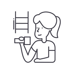 Trainer icon, linear isolated illustration, thin line vector, web design sign, outline concept symbol with editable stroke on white background.