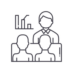 Training concept icon, linear isolated illustration, thin line vector, web design sign, outline concept symbol with editable stroke on white background.