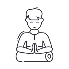 Yoga for men icon, linear isolated illustration, thin line vector, web design sign, outline concept symbol with editable stroke on white background.