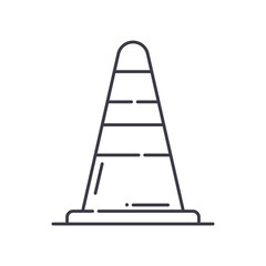 Traffic cone icon, linear isolated illustration, thin line vector, web design sign, outline concept symbol with editable stroke on white background.