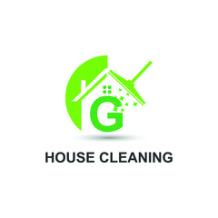 House Cleaning Service with Initial G Letter Concept Logo Design Template