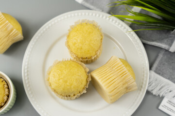 Southeast asia style steamed sponge milk muffins or cupcake