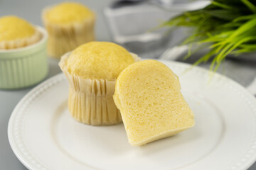 Southeast asia style steamed sponge milk muffins or cupcake