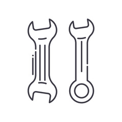Wrench image icon, linear isolated illustration, thin line vector, web design sign, outline concept symbol with editable stroke on white background.