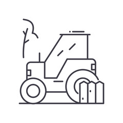 Fototapeta na wymiar Tractor icon, linear isolated illustration, thin line vector, web design sign, outline concept symbol with editable stroke on white background.