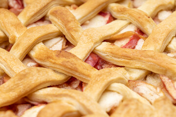 dessert baking concept. apple pie above view on a paper background. studio shot. homemade cooking concept