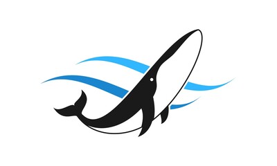 Obraz premium Whale and the wave illustration vector