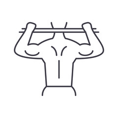 Working out icon, linear isolated illustration, thin line vector, web design sign, outline concept symbol with editable stroke on white background.