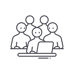 Workgroup people icon, linear isolated illustration, thin line vector, web design sign, outline concept symbol with editable stroke on white background.