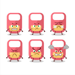 Pink baby appron cartoon character with various angry expressions