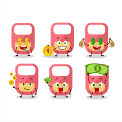 Pink baby appron cartoon character with cute emoticon bring money