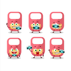 Photographer profession emoticon with pink baby appron cartoon character