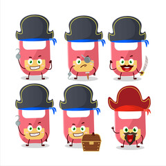 Cartoon character of pink baby appron with various pirates emoticons