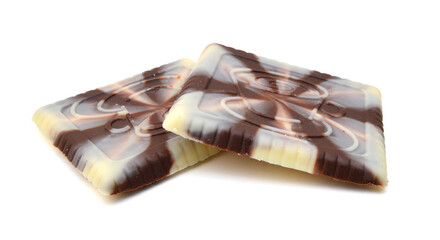 Stack Chocolate pieces on white 