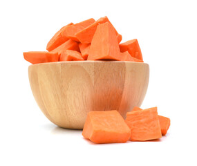 Sweet potatoes on a white background.