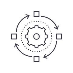 Workflow planning icon, linear isolated illustration, thin line vector, web design sign, outline concept symbol with editable stroke on white background.
