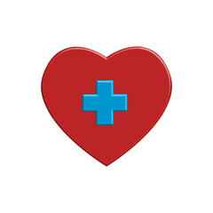 Fototapeta premium 3d heart icon with health symbol. design vector illustration