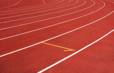 Running track for the athletes background in stadium.