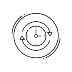 Timing icon, linear isolated illustration, thin line vector, web design sign, outline concept symbol with editable stroke on white background.