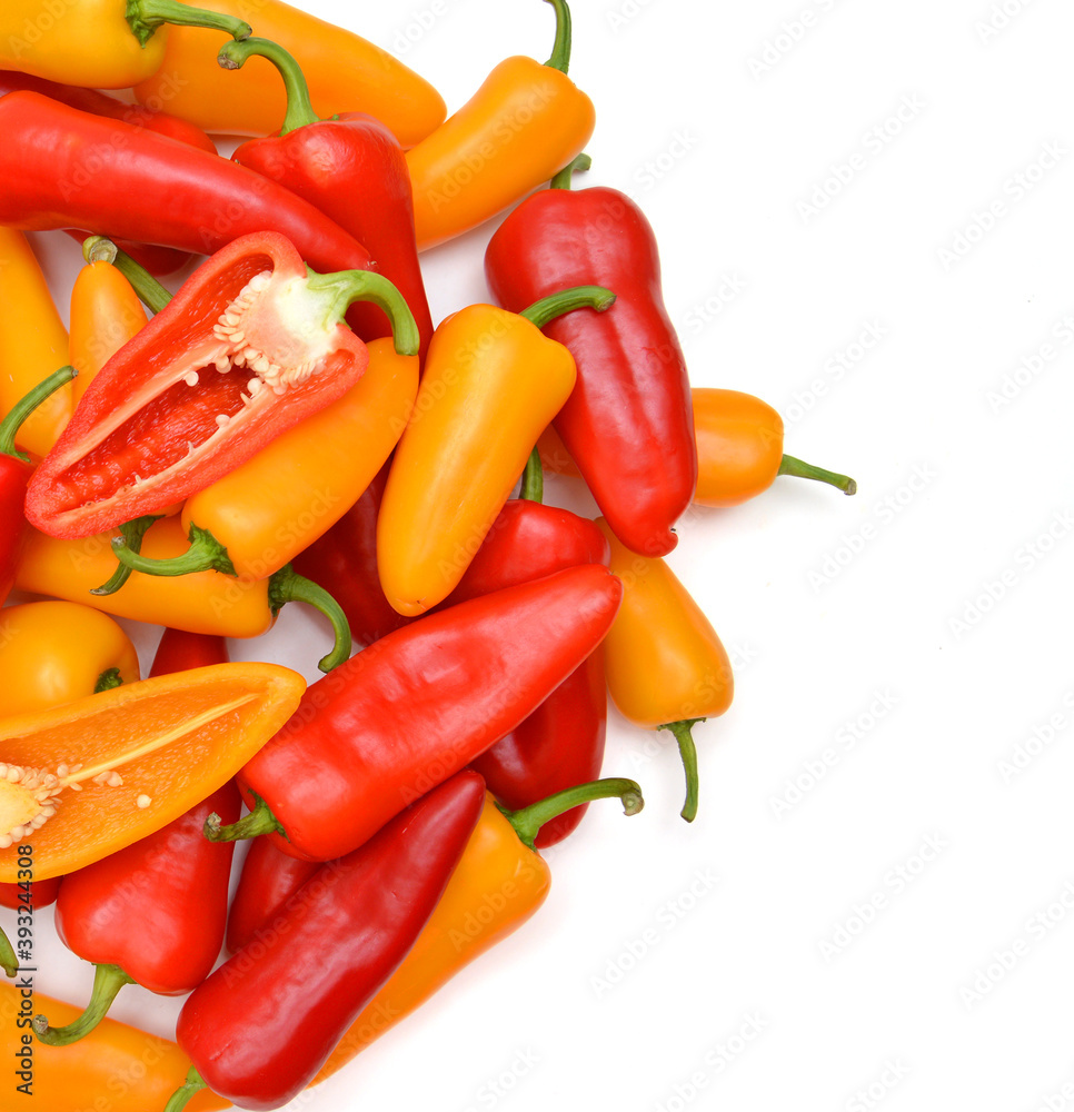 Wall mural fresh harvested sweet peppers different varieties