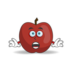 Apple mascot character with shocked expression. vector illustration