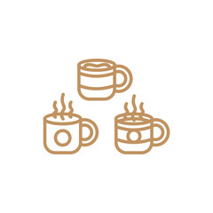  Coffee cup icon. Set of vector cups with coffee.