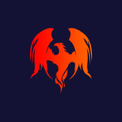 simple abstract flying legendary phoenix bird vector icon