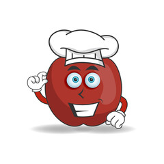 The Apple mascot character becomes a chef. vector illustration