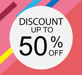 Discount up to 50% off Shop Now Label Tag Vector Template Design Illustration
