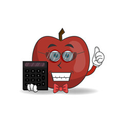 The Apple mascot character becomes an accountant. vector illustration