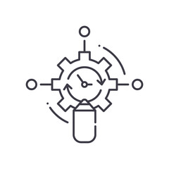 Time management image icon, linear isolated illustration, thin line vector, web design sign, outline concept symbol with editable stroke on white background.
