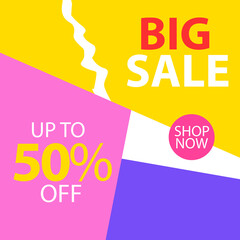 Big Sale up to 50% off Shop Now Label Tag Vector Template Design Illustration