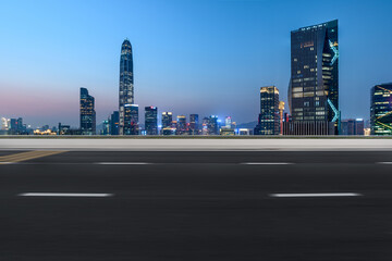 Fototapeta premium Night skyline and motorway of Shenzhen Financial District, Guangdong, China