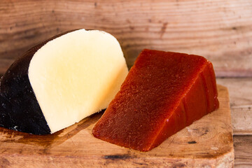 portion of cheese and quince paste, typical dessert of South American gastronomy